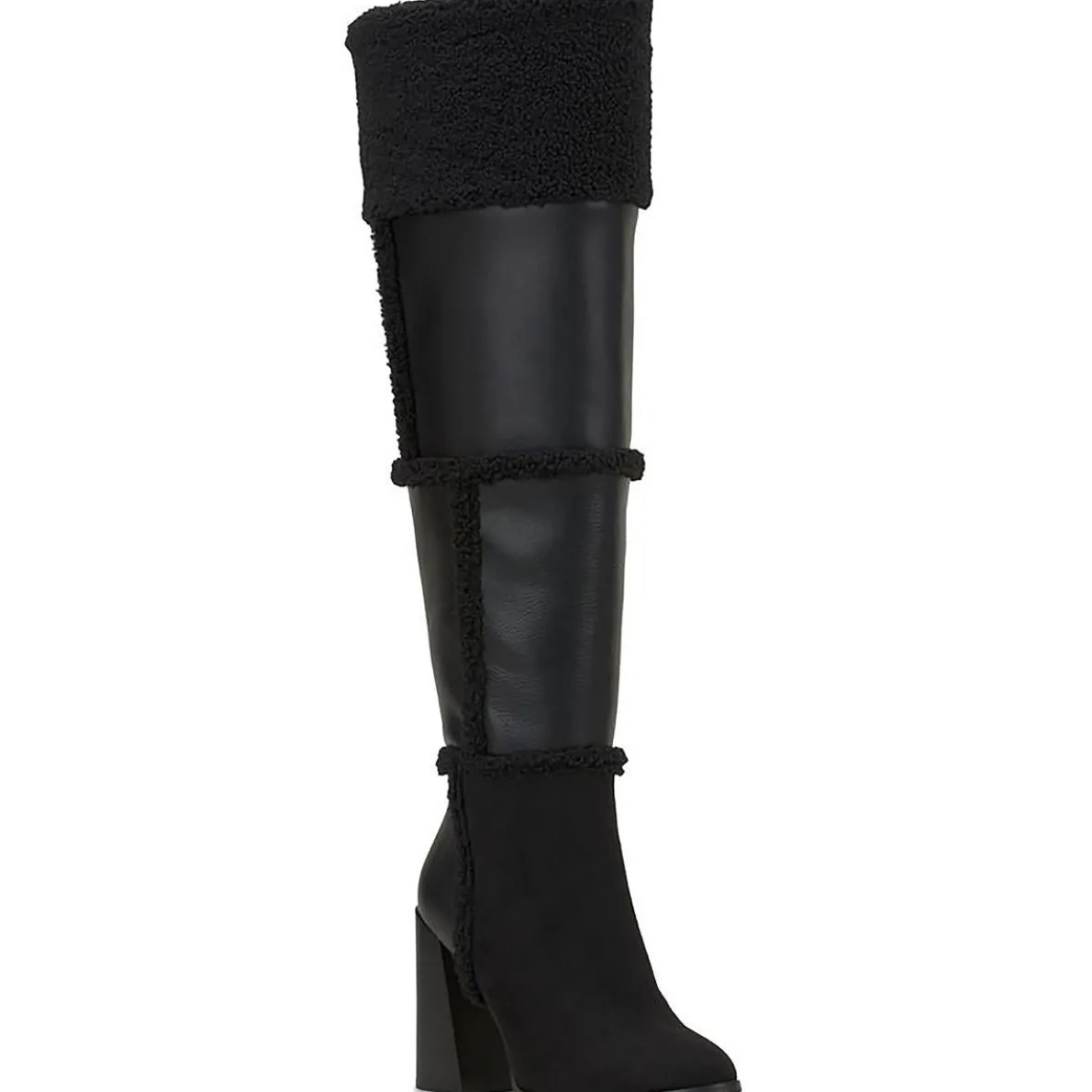 Faux Suede Faux Fur Over-The-Knee Boots