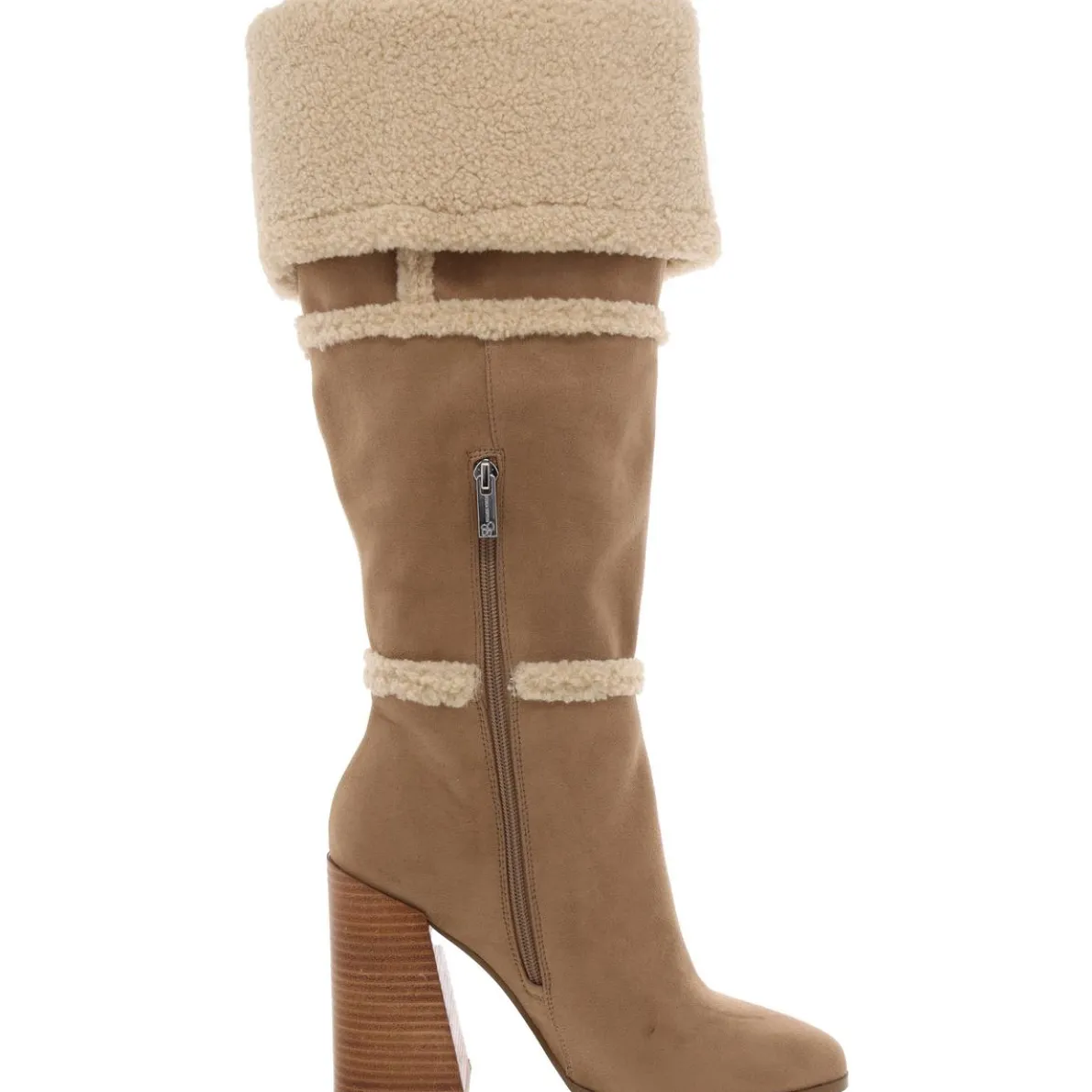 Faux Suede Faux Fur Over-The-Knee Boots