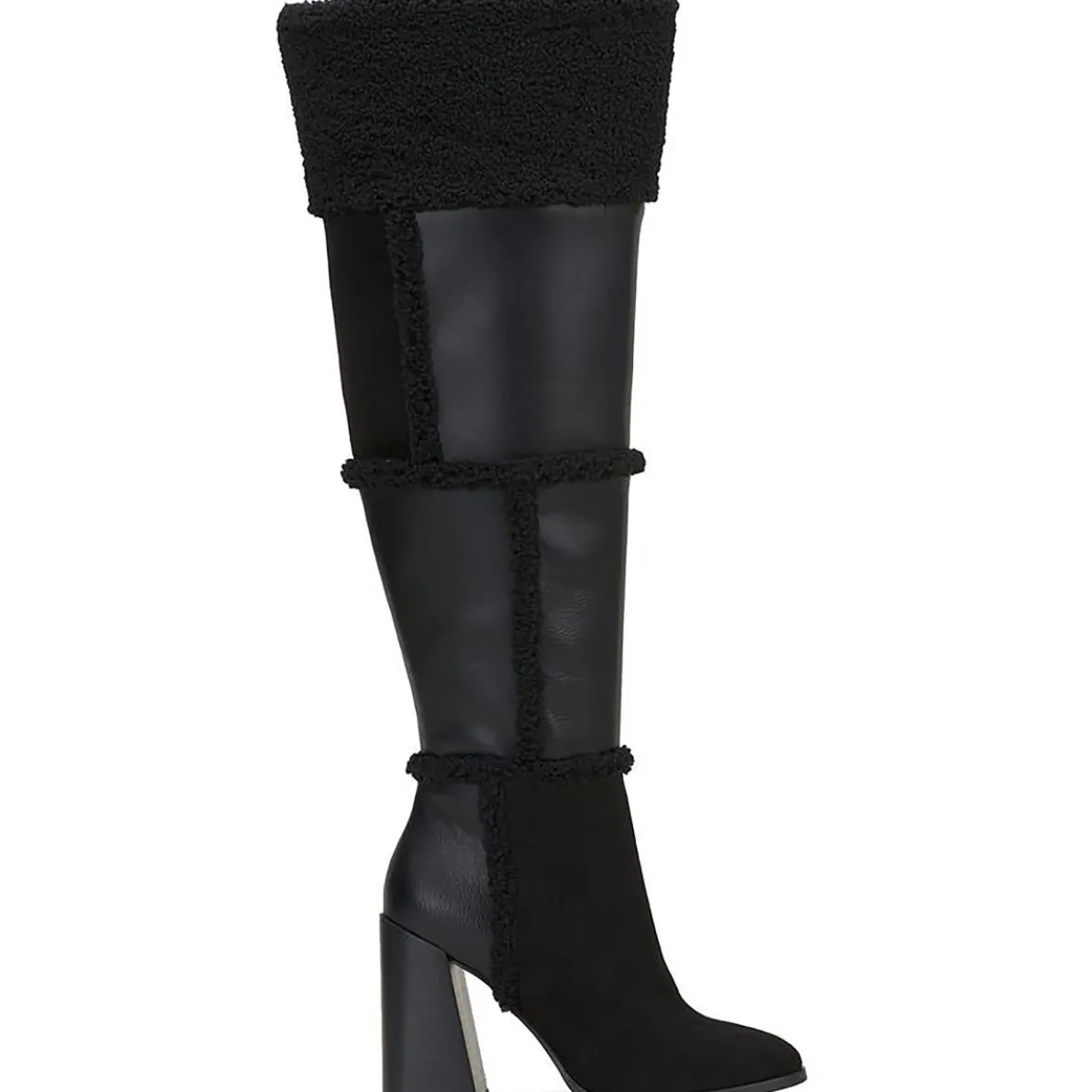 Faux Suede Faux Fur Over-The-Knee Boots