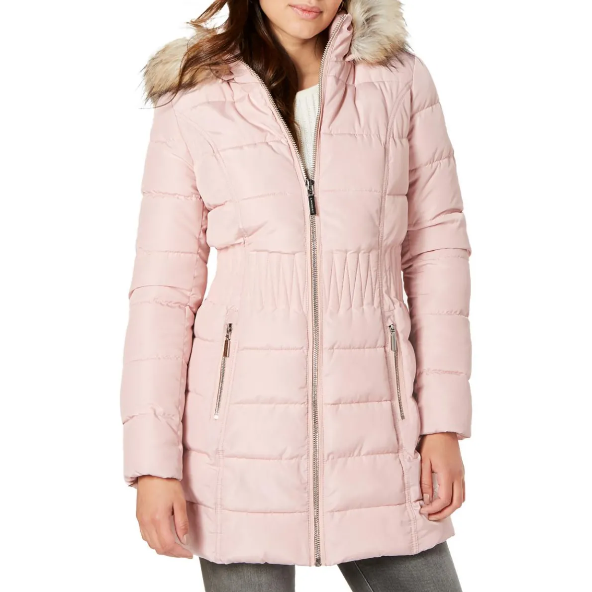 Faux Fur Trim Hooded Puffer Jacket
