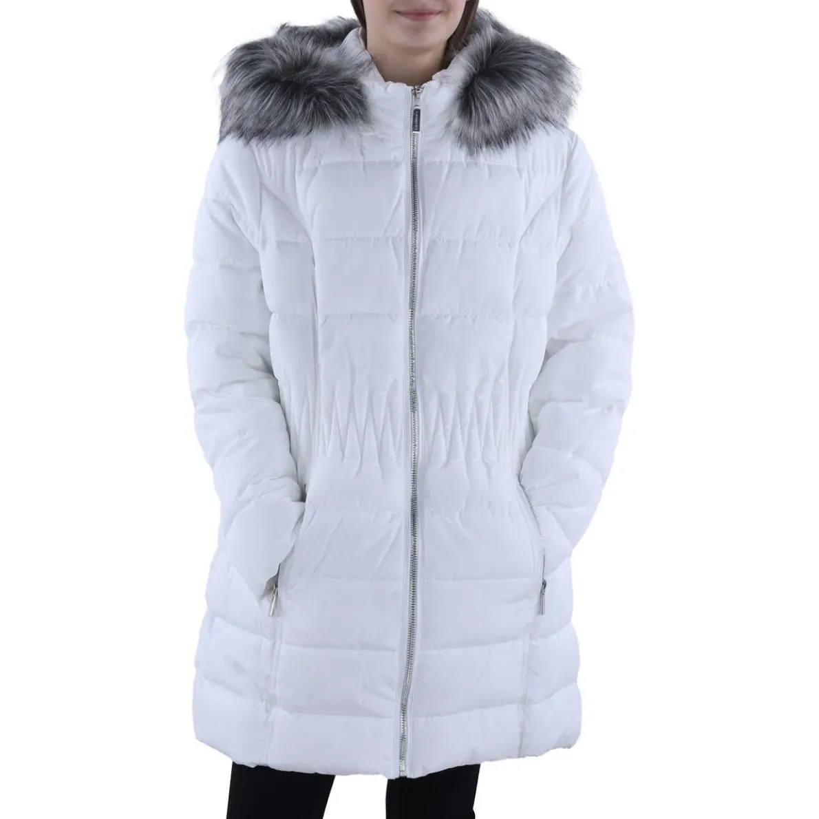 Faux Fur Trim Hooded Puffer Jacket