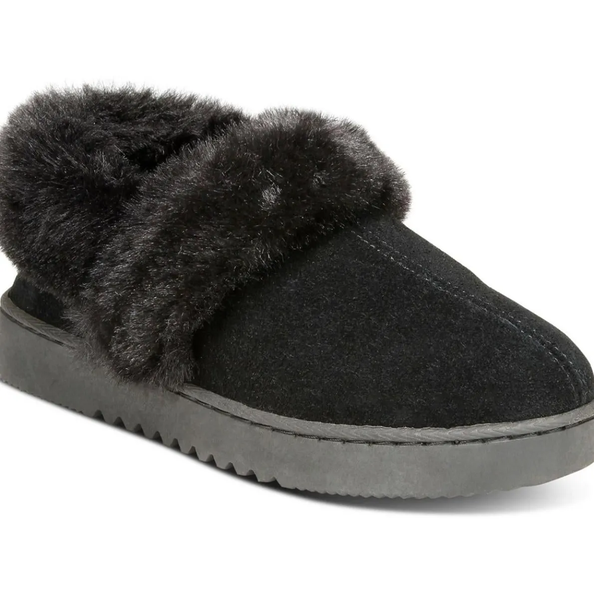 Faux Fur Lined Suede Bootie Slippers