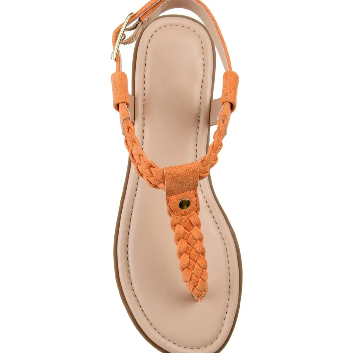 Genevive Faux Leather Braided T-Strap Sandals