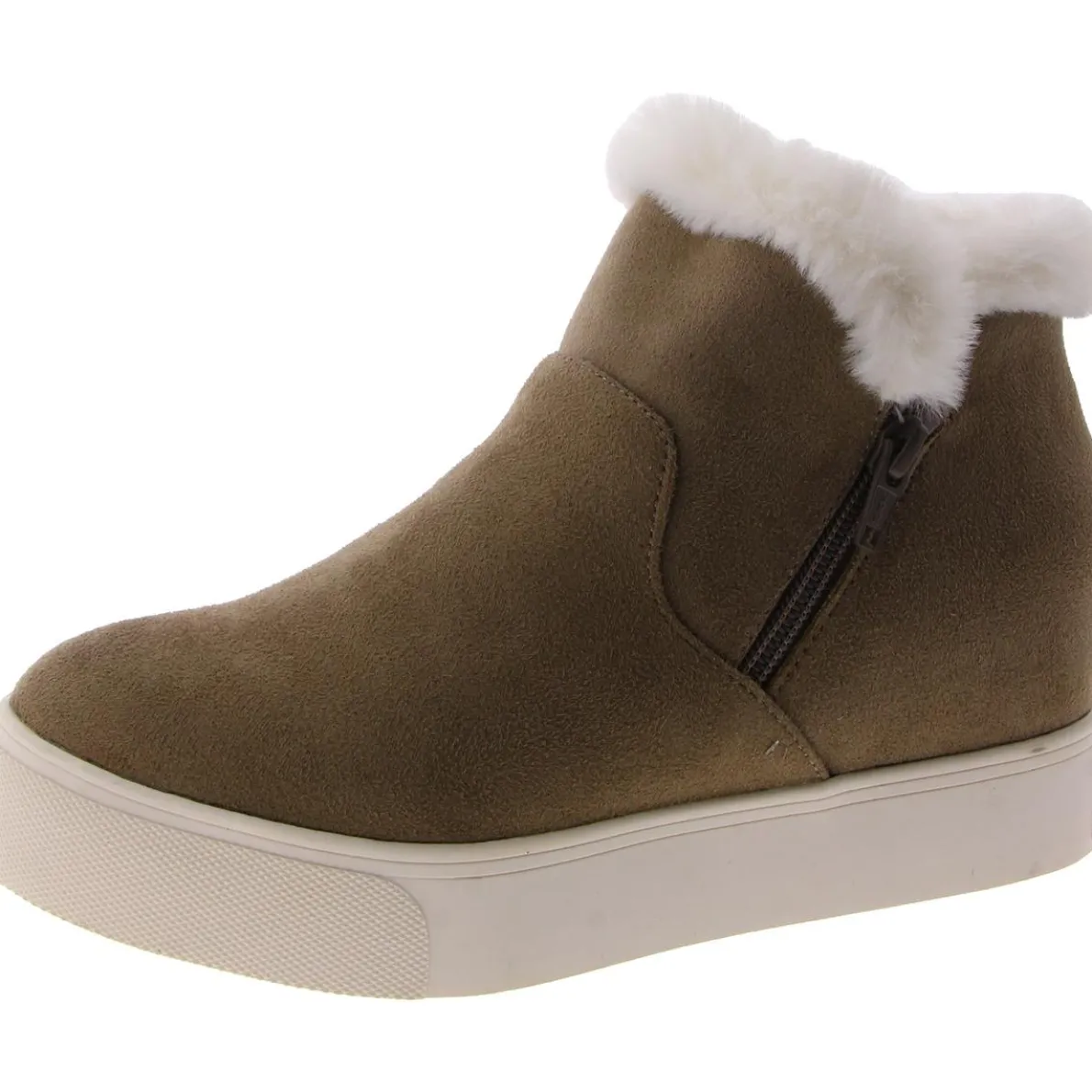 Faux Suede Flatform Ankle Boots