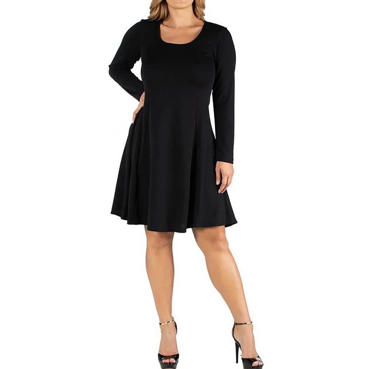 Crepe Scoop Neck Midi Dress