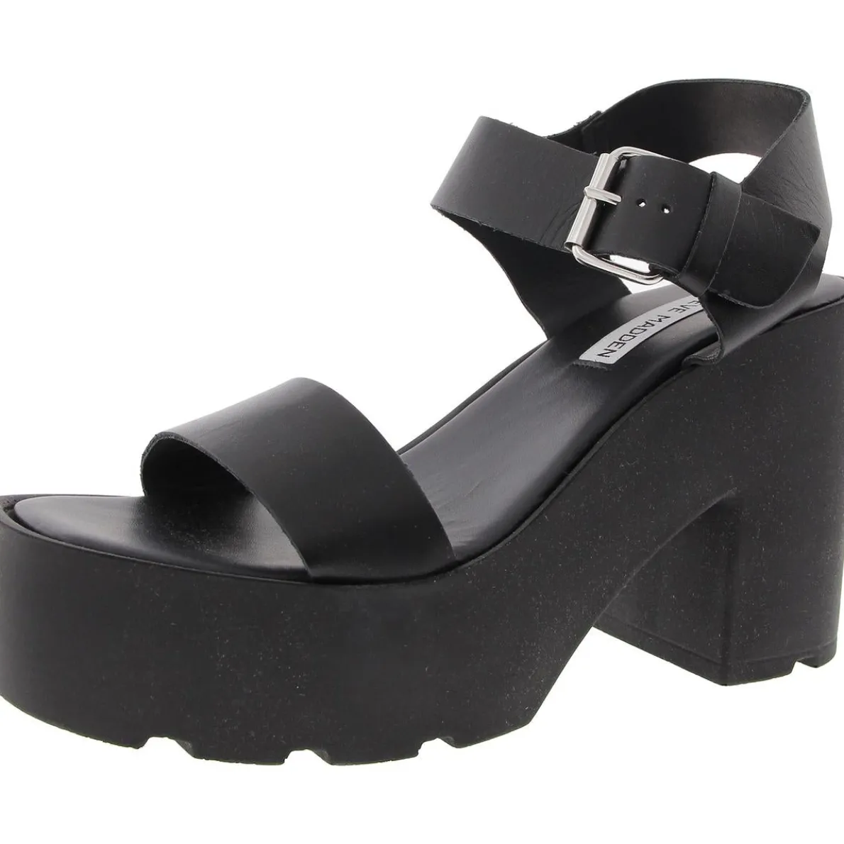 Vesta Buckle Faux Leather Platform Sandals