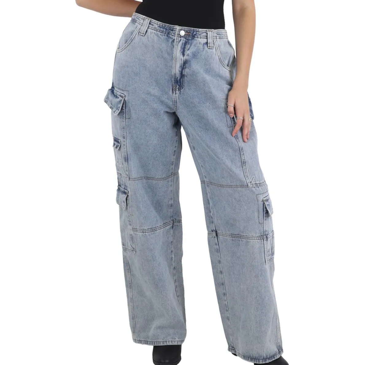 Pocket Denim Cargo Jeans