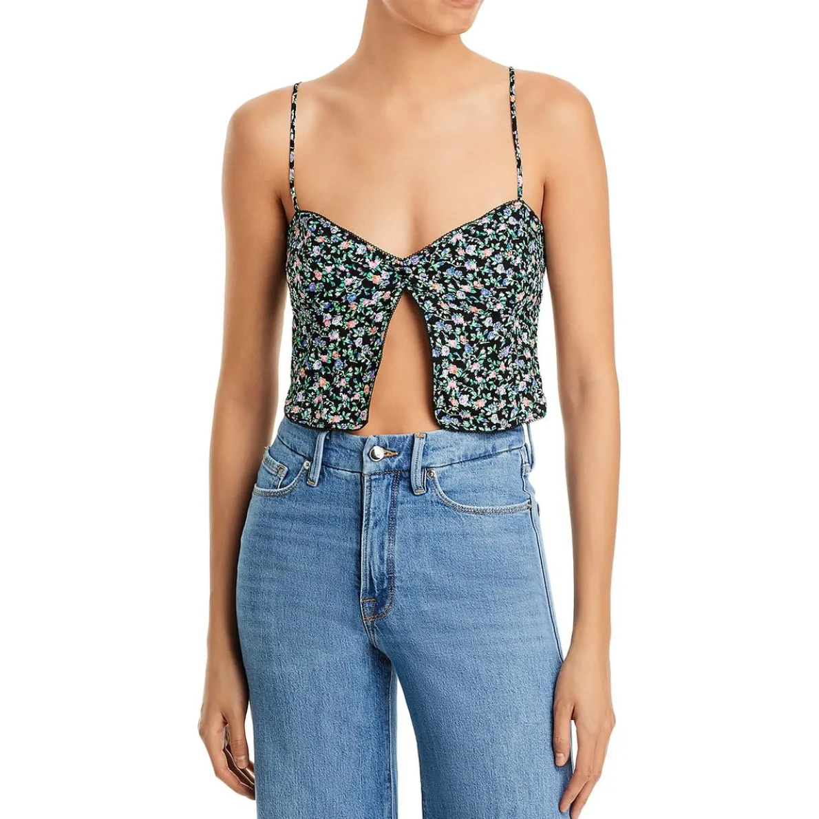 Lace Trim One Button Front Cropped
