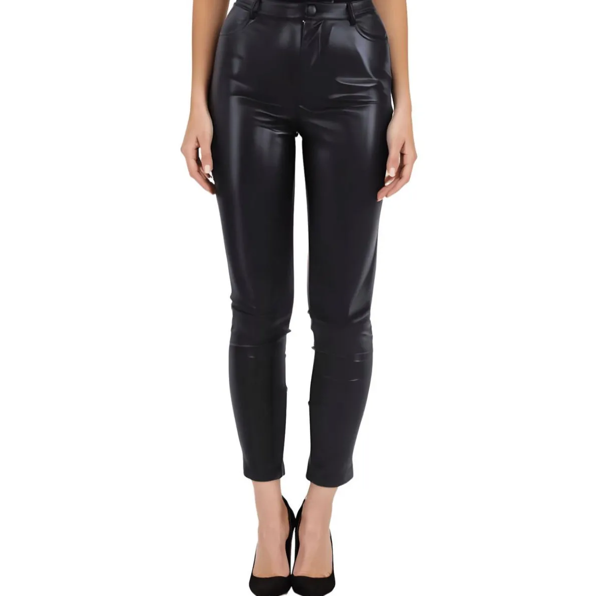 Donnie Faux Leather Mid-Rise Skinny Pants