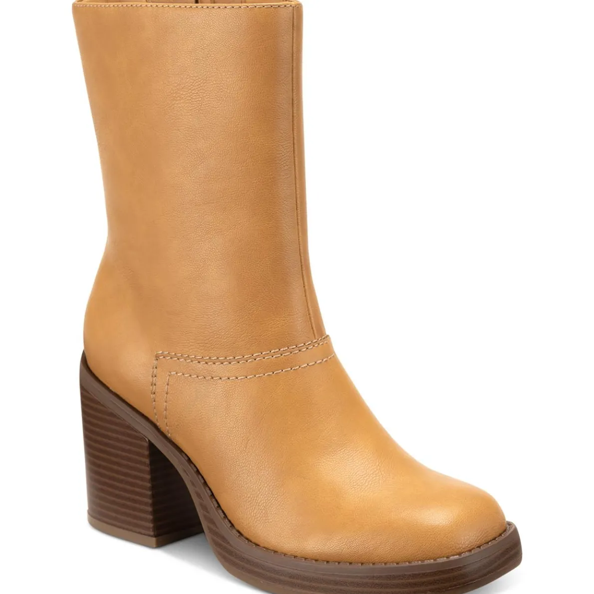Denverr Faux Leather Stacked Mid-Calf Boots