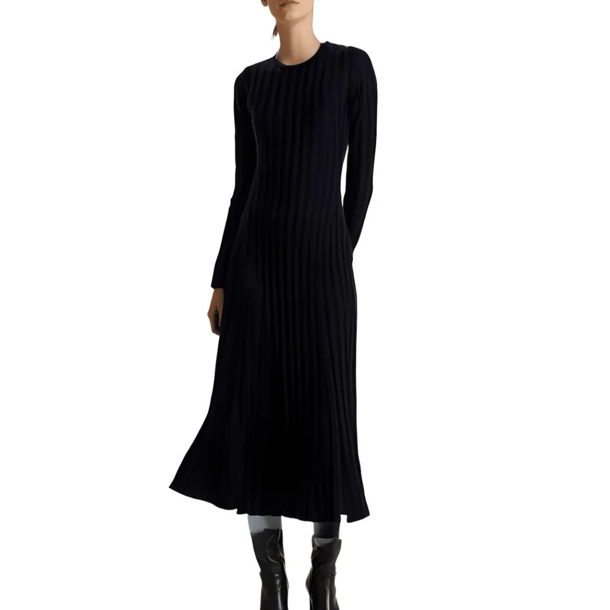 Fitted Ribbed Knit Sweaterdress