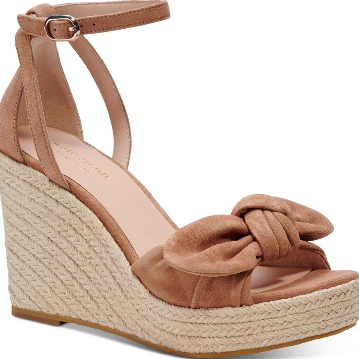 Tianna Knot-Front Ankle Strap Wedge Sandals