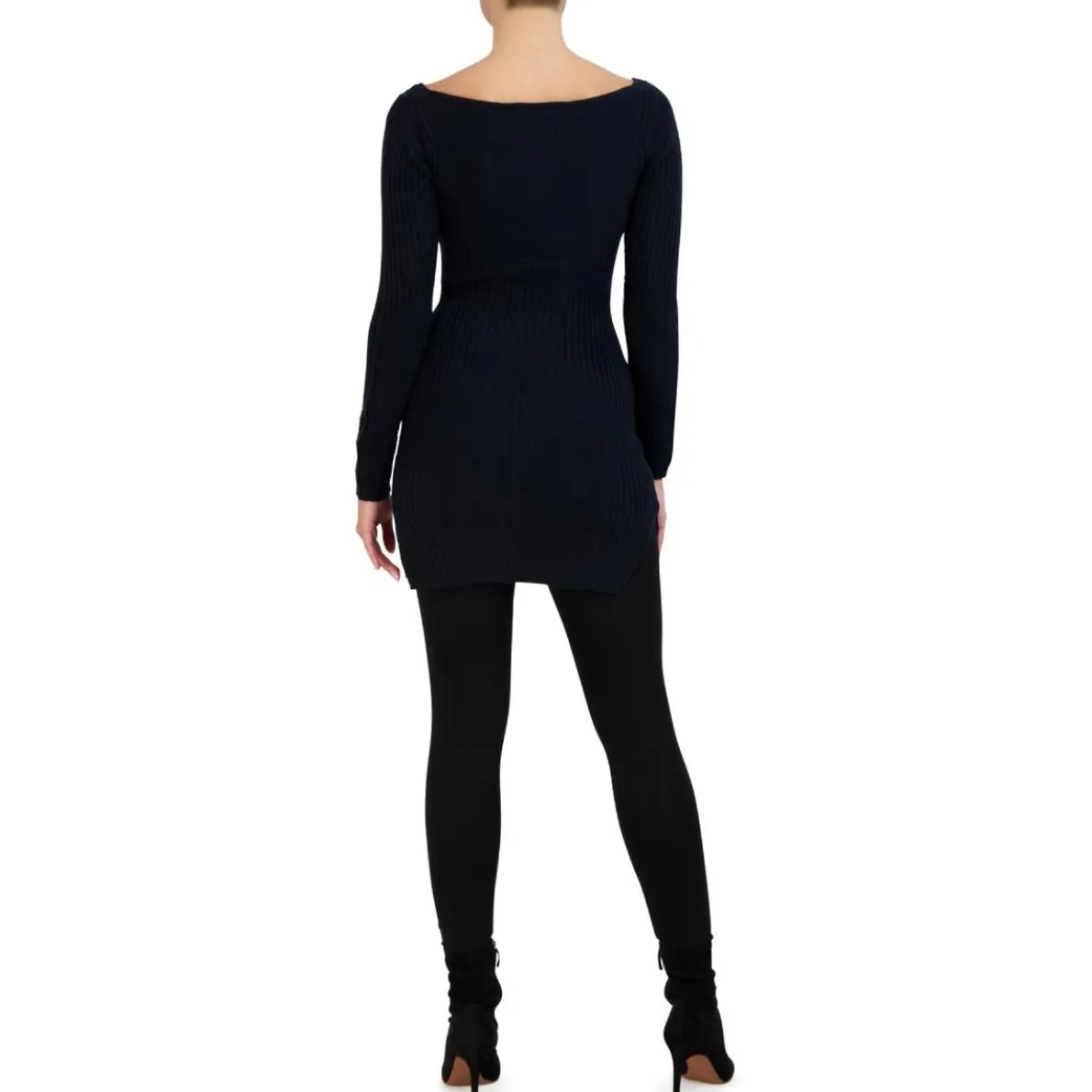 BCBG Max Azria Ribbed Knit Long Sleeve Mini Sweaterdress