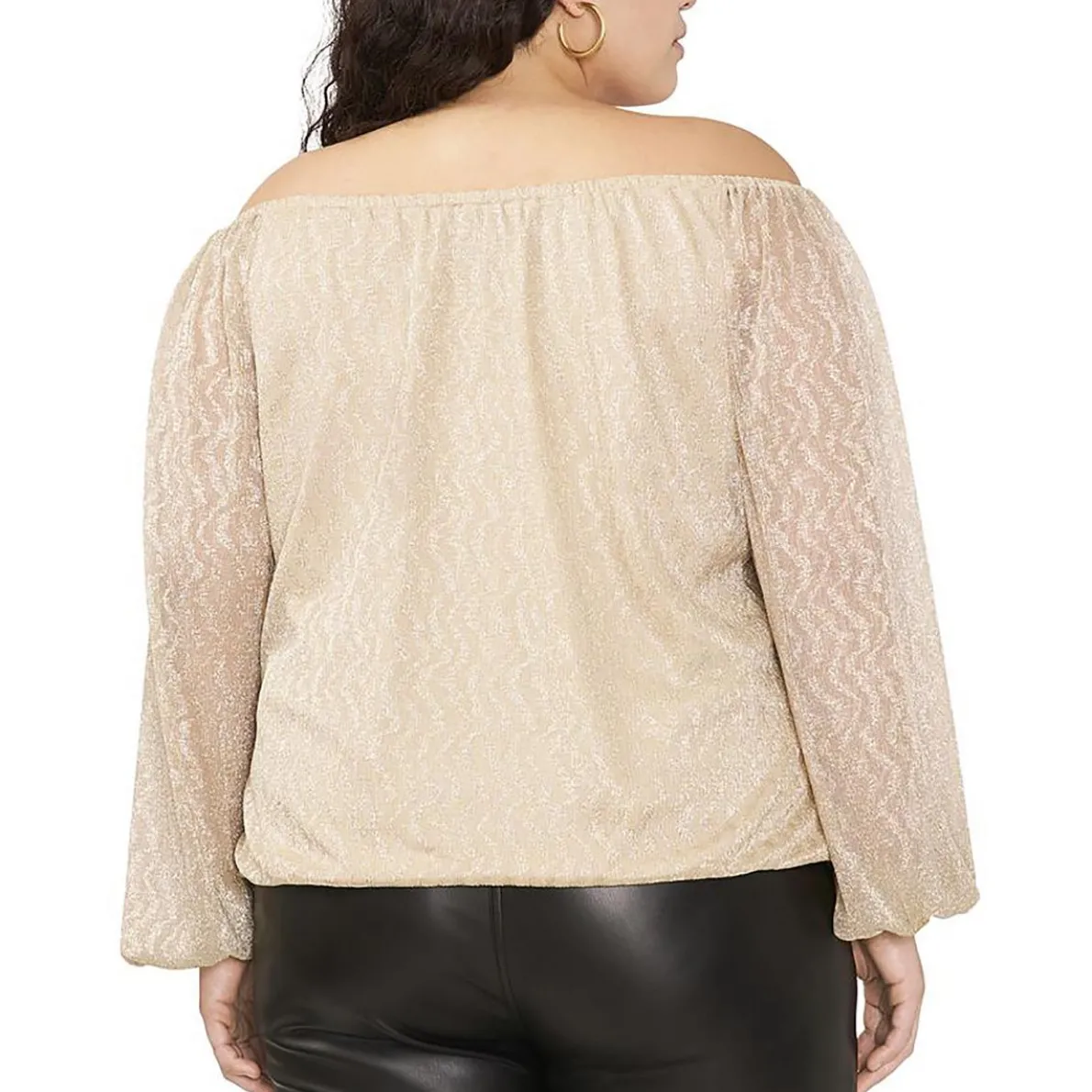 Plus Metallic Off-The-Shoulder Blouse
