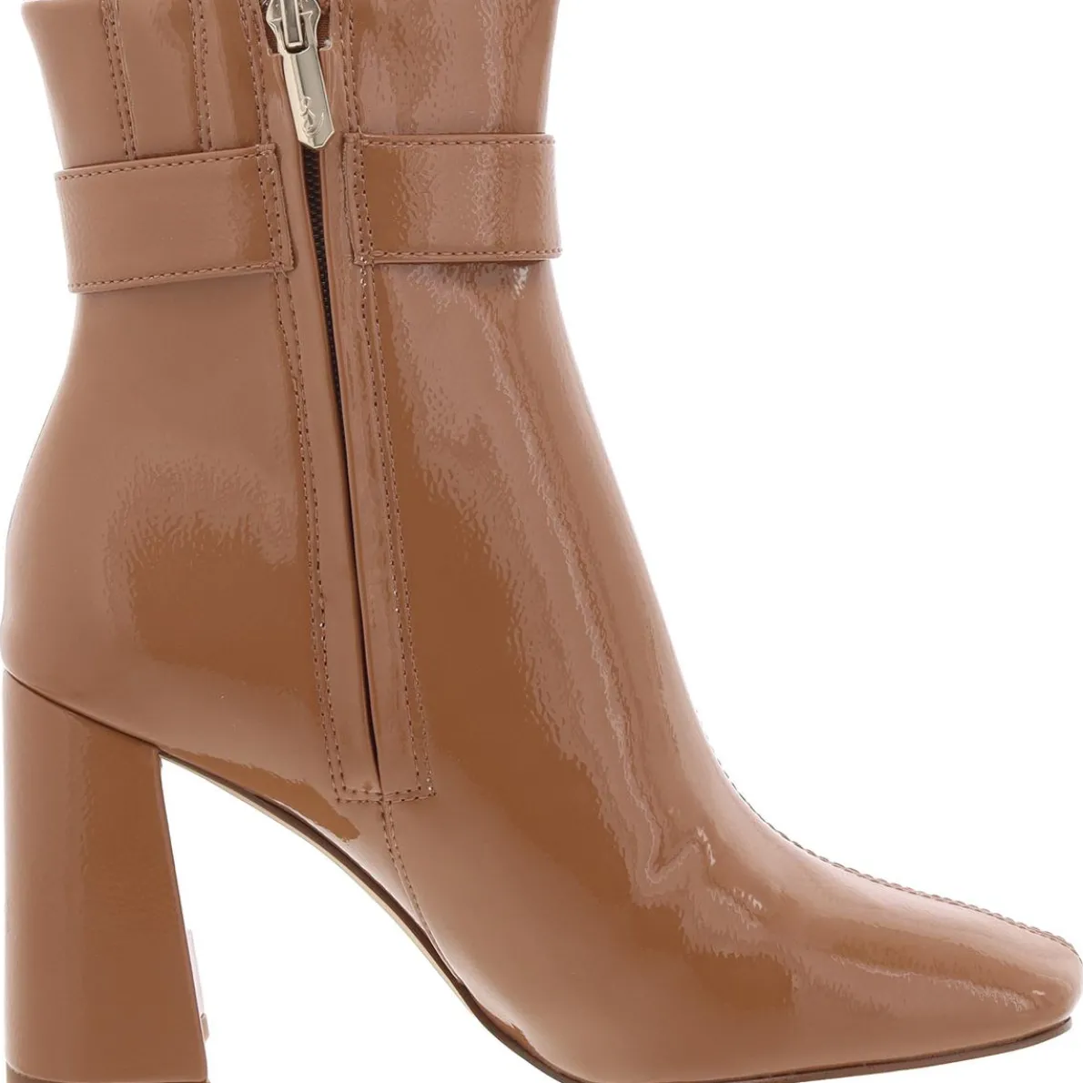 Corinne Patent Pebbled Ankle Boots