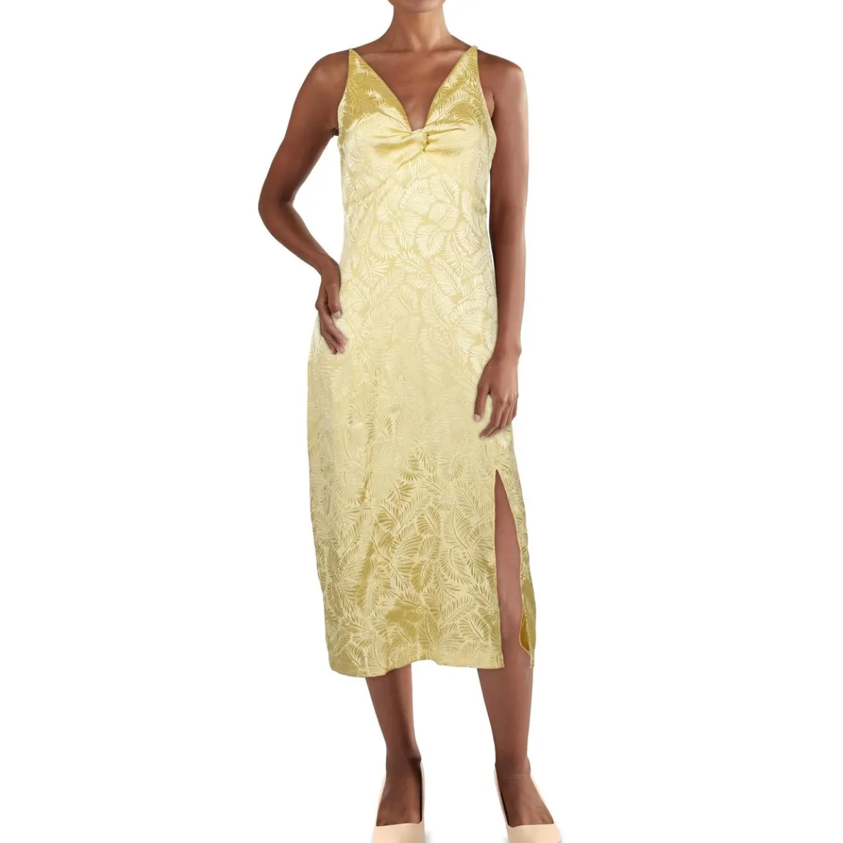 Glenda Jacquard V-Neck Midi Dress