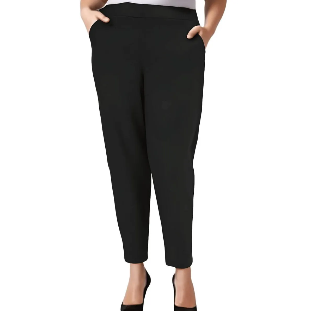Plus Pocket Rayon Straight Leg Pants