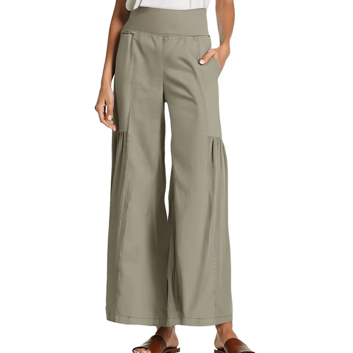 Allegra Mixed Media Linen Flared Pants
