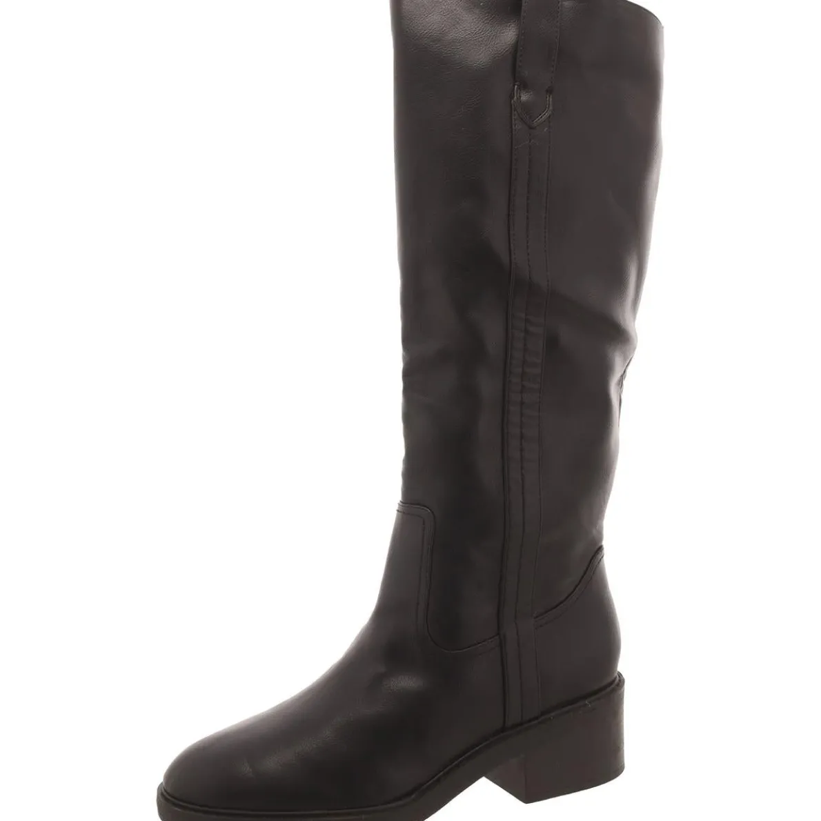 Vivie Faux Leather Block Heel Knee-High Boots