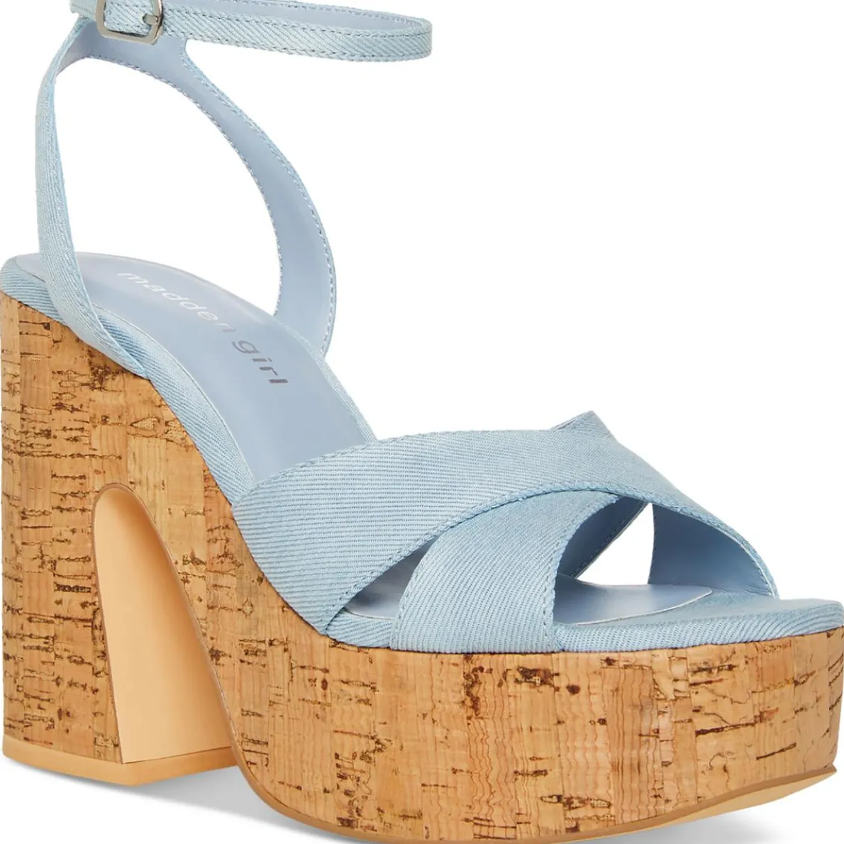 RIIO Canvas Ankle Strap Block Heel