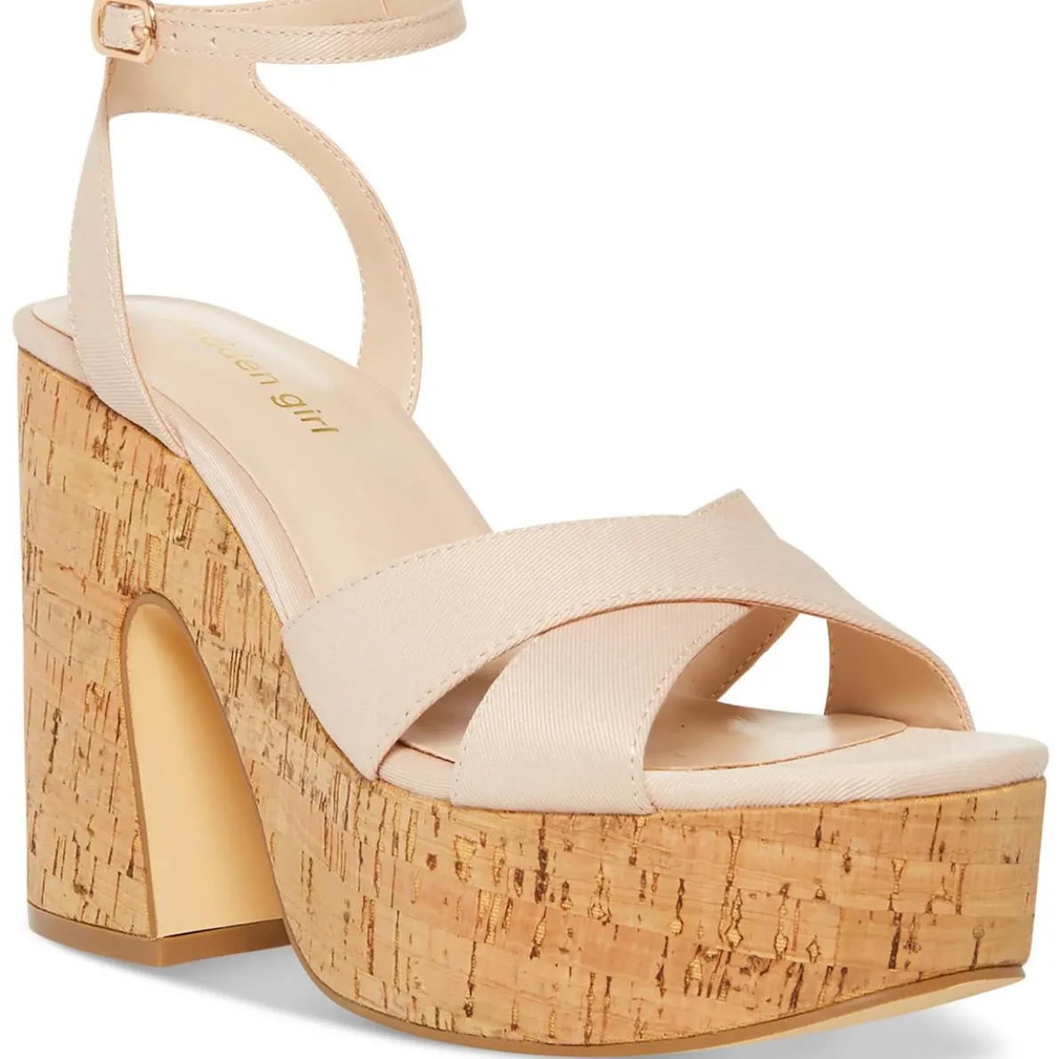 RIIO Canvas Ankle Strap Block Heel