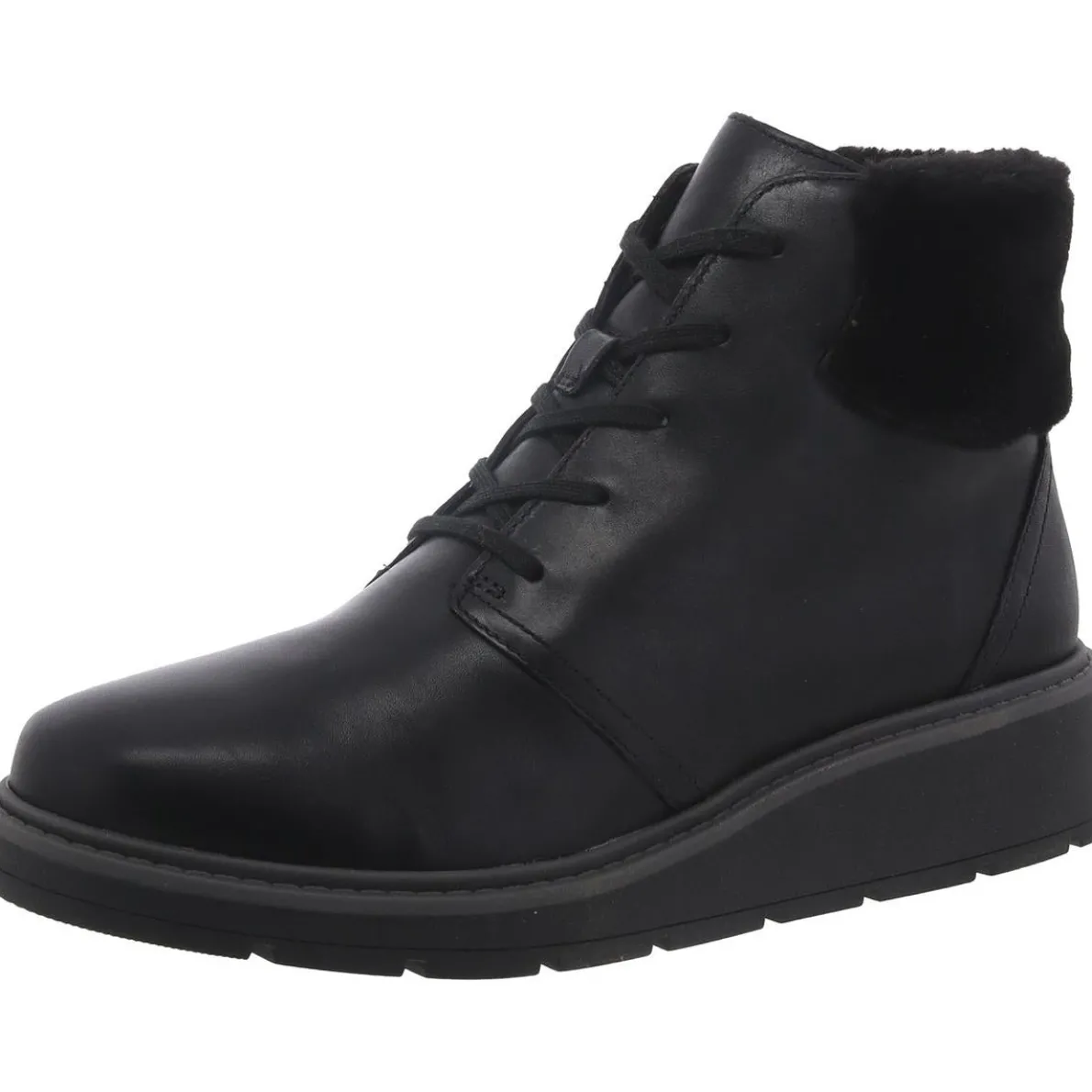 Leighly Lace Leather Faux Fur Trim Ankle Boots