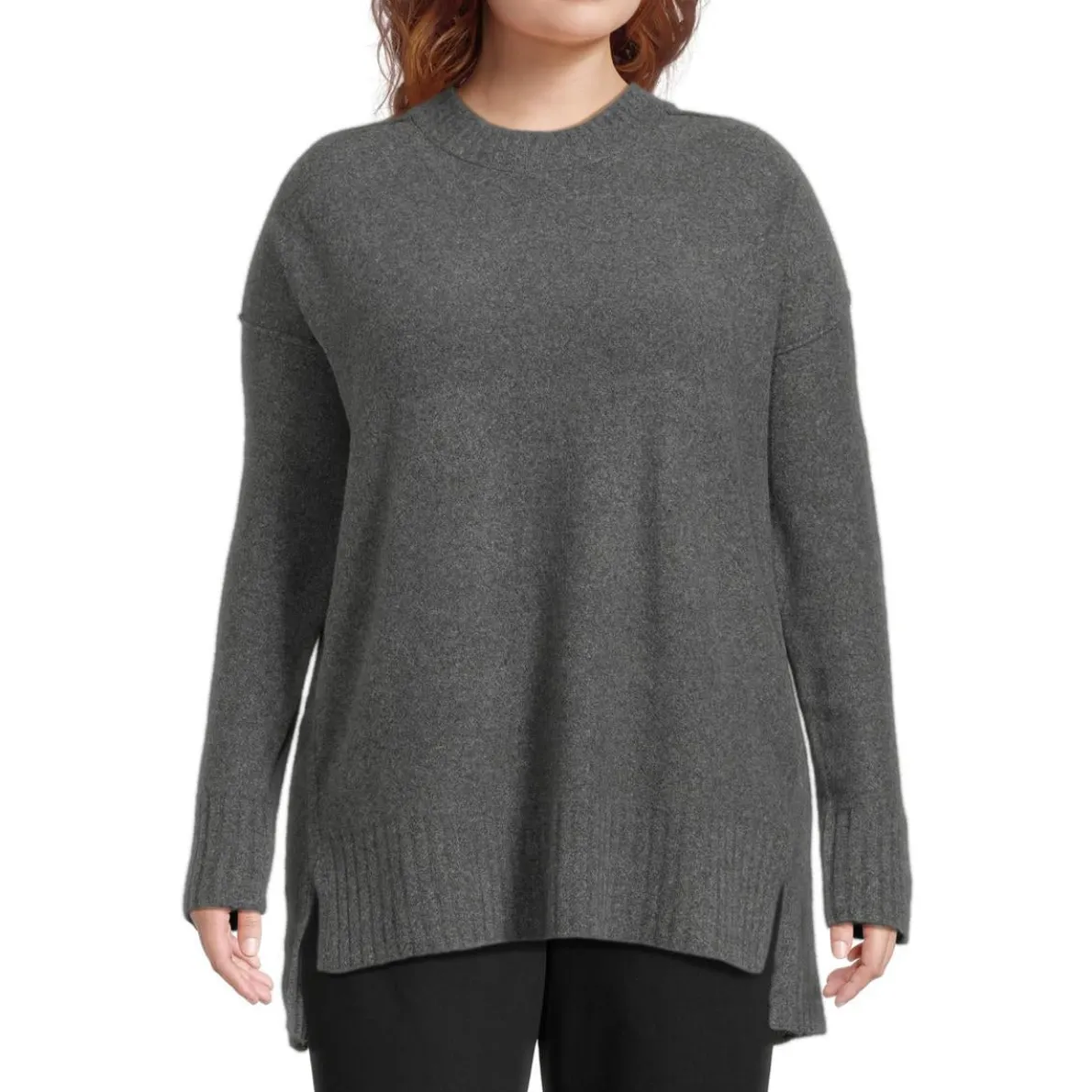 Ribbed Trim Knit Pullover Sweater