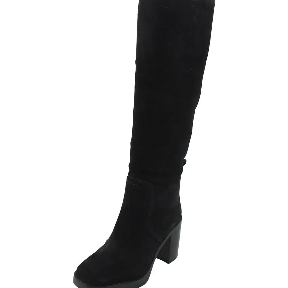 BHFO Block Heel Leather Knee-High Boots