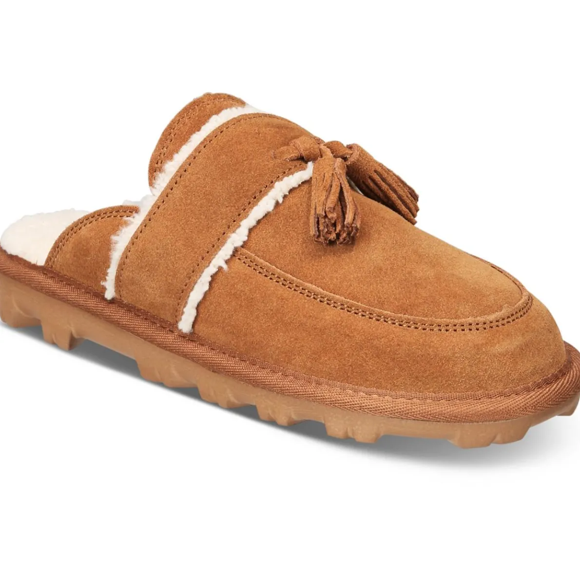 Laneyy Faux Fur Lined Leather Slide Slippers