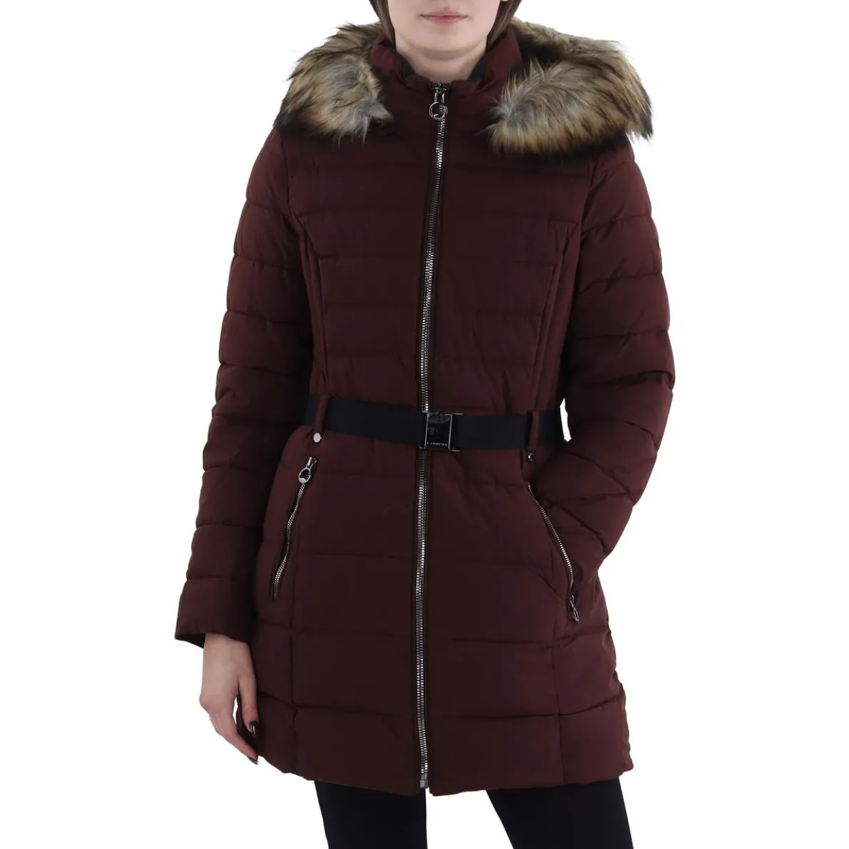 Faux Fur Trim Hooded Puffer Jacket