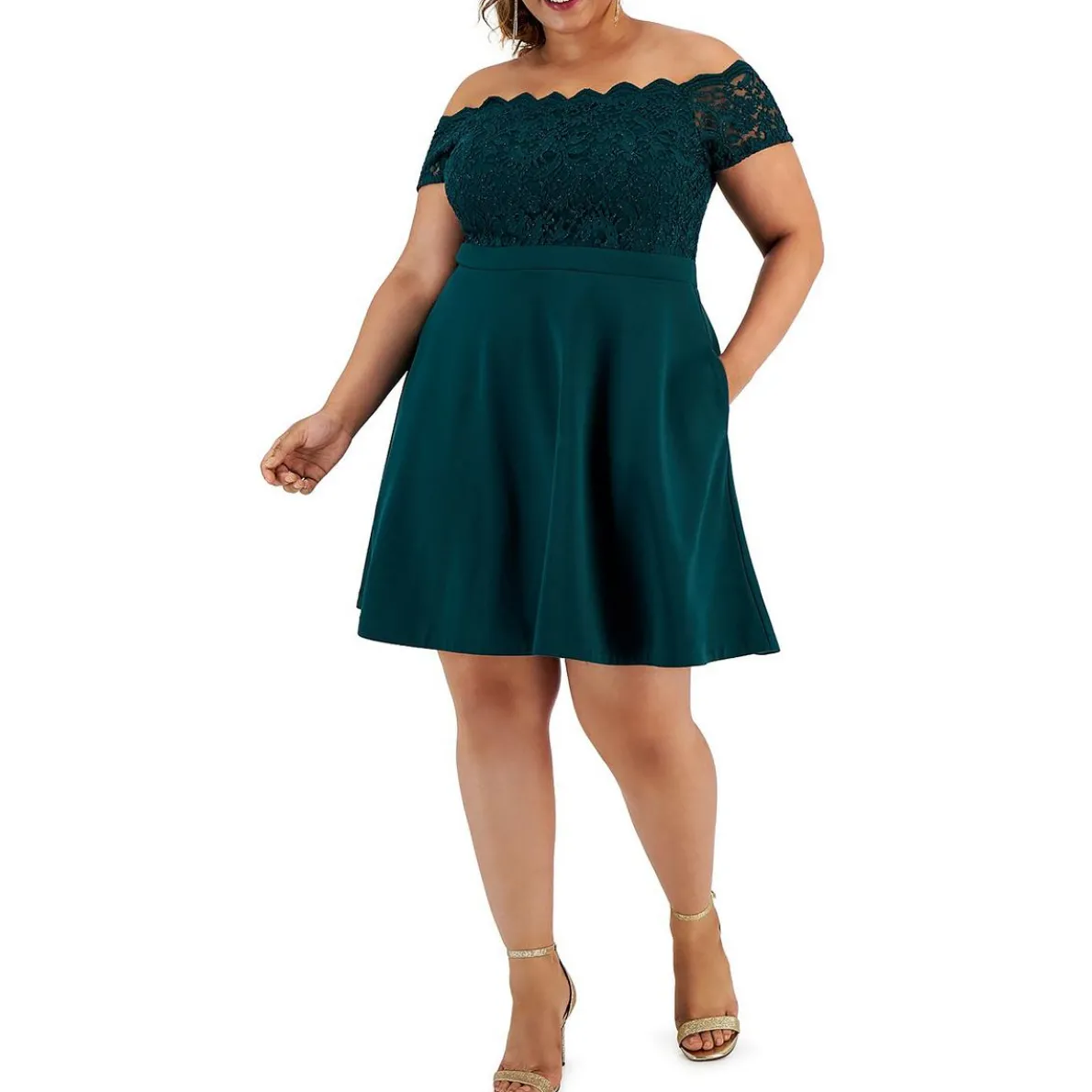 Plus Lace Trim Mini Fit & Flare Dress