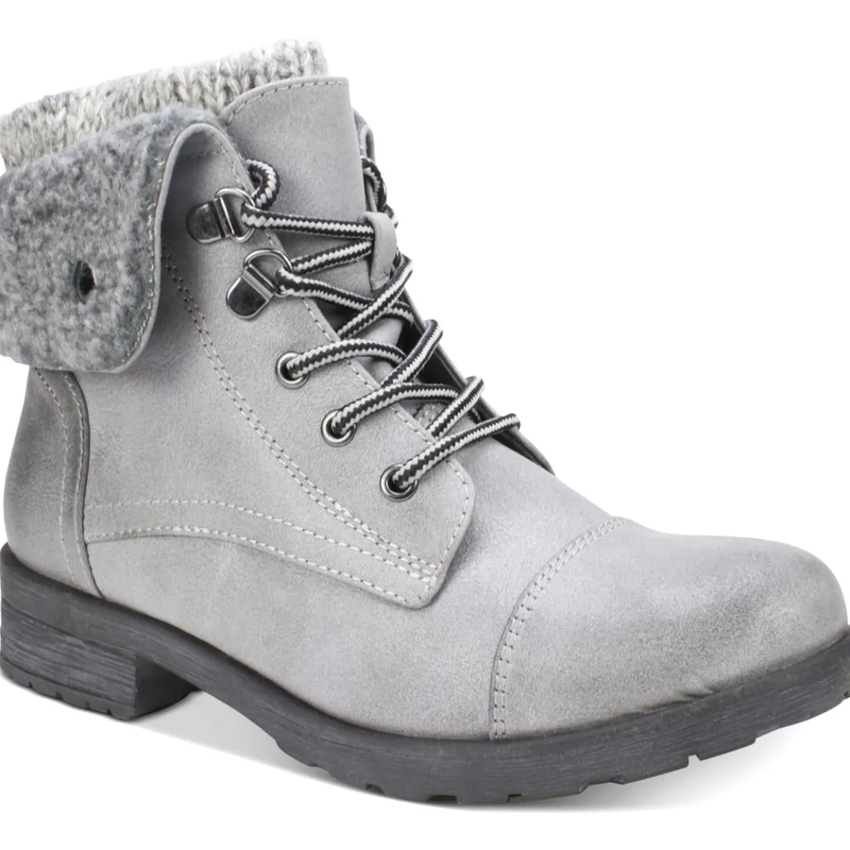 Mixed Media Lug Sole Lace-Up Boot
