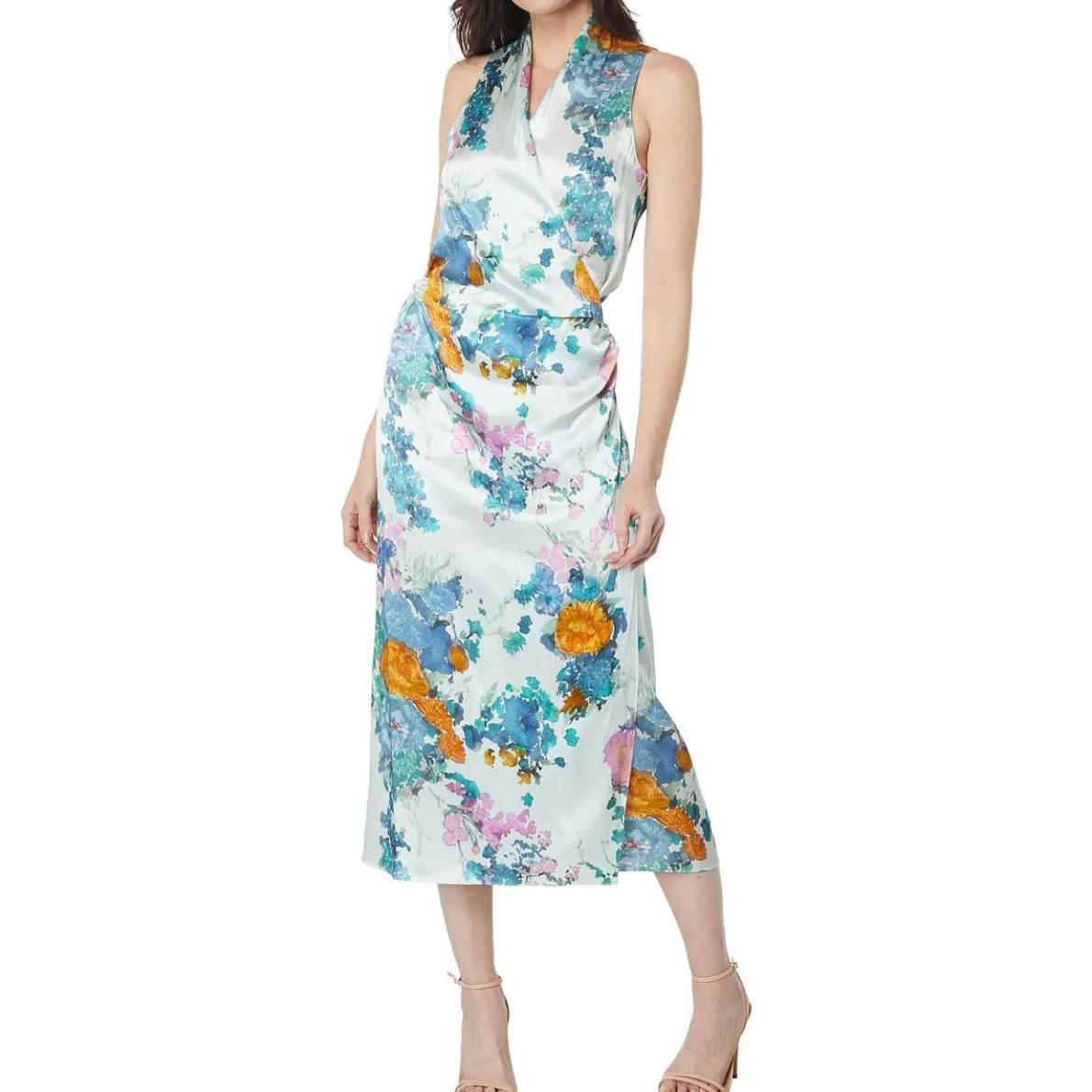 Floral Print Sheath Wrap Dress