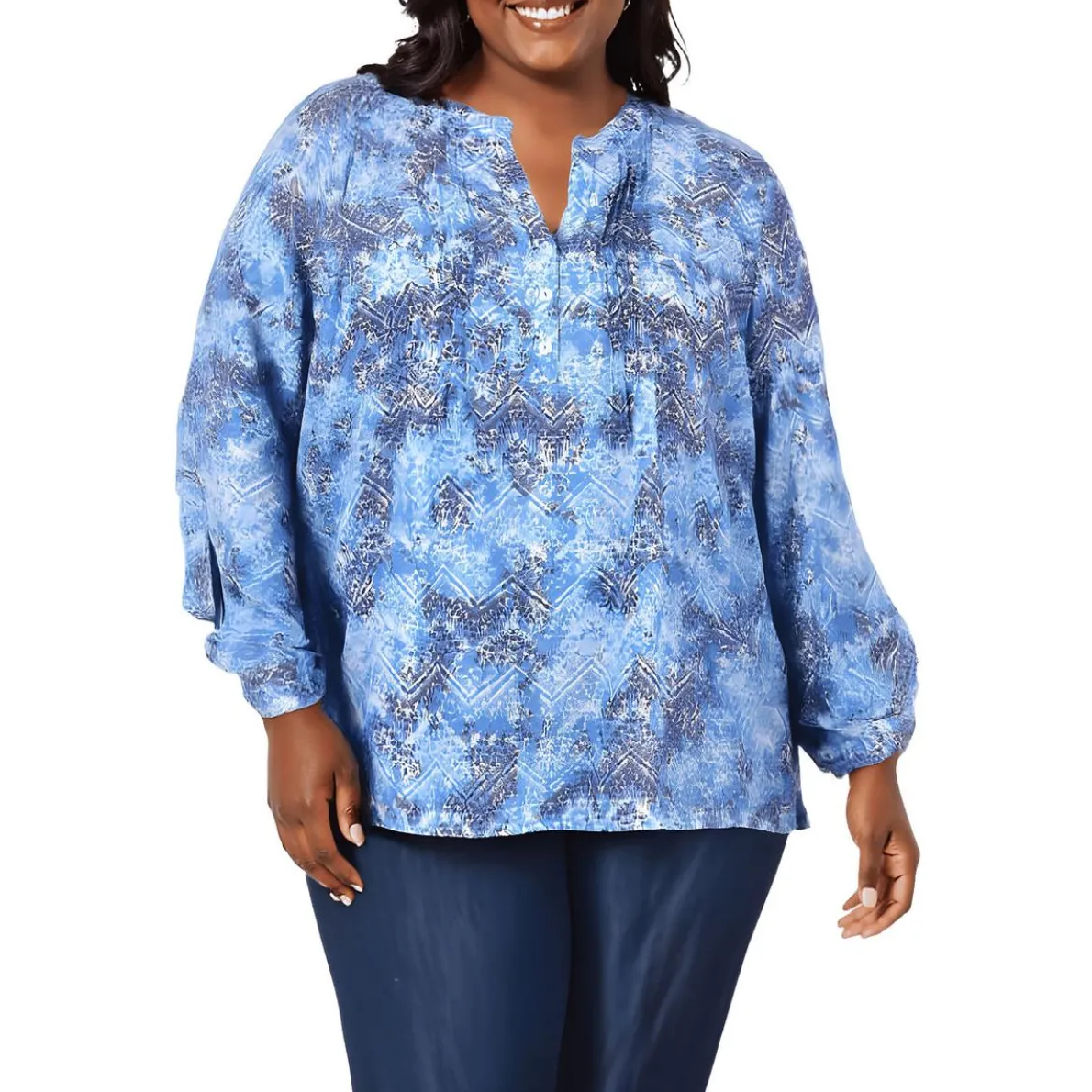 Plus Printed Knit Blouse