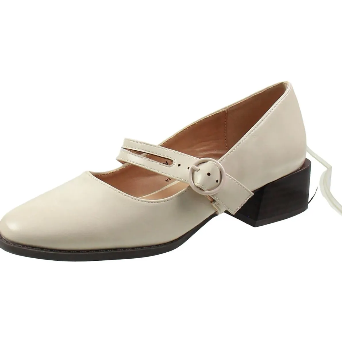 Savvi Buckle Faux Leather Mary Jane Heels