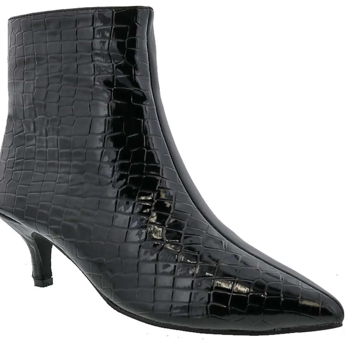 VEGAS Faux Leather Kitten Heel Ankle Boots