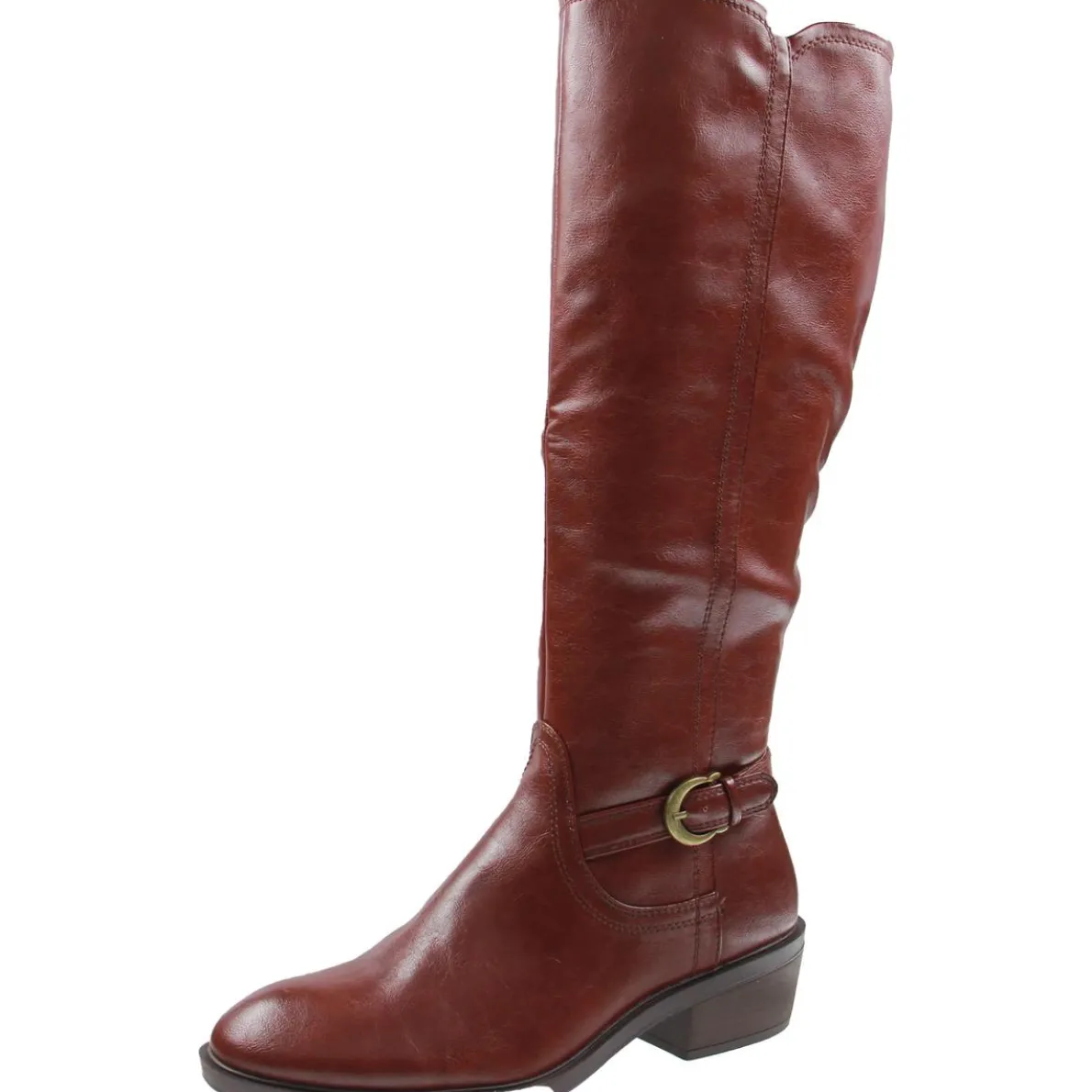 NENA Buckle Leather Knee-High Boots