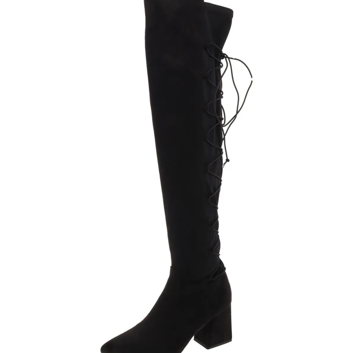 Lace-Up Faux Suede Over-The-Knee Boots