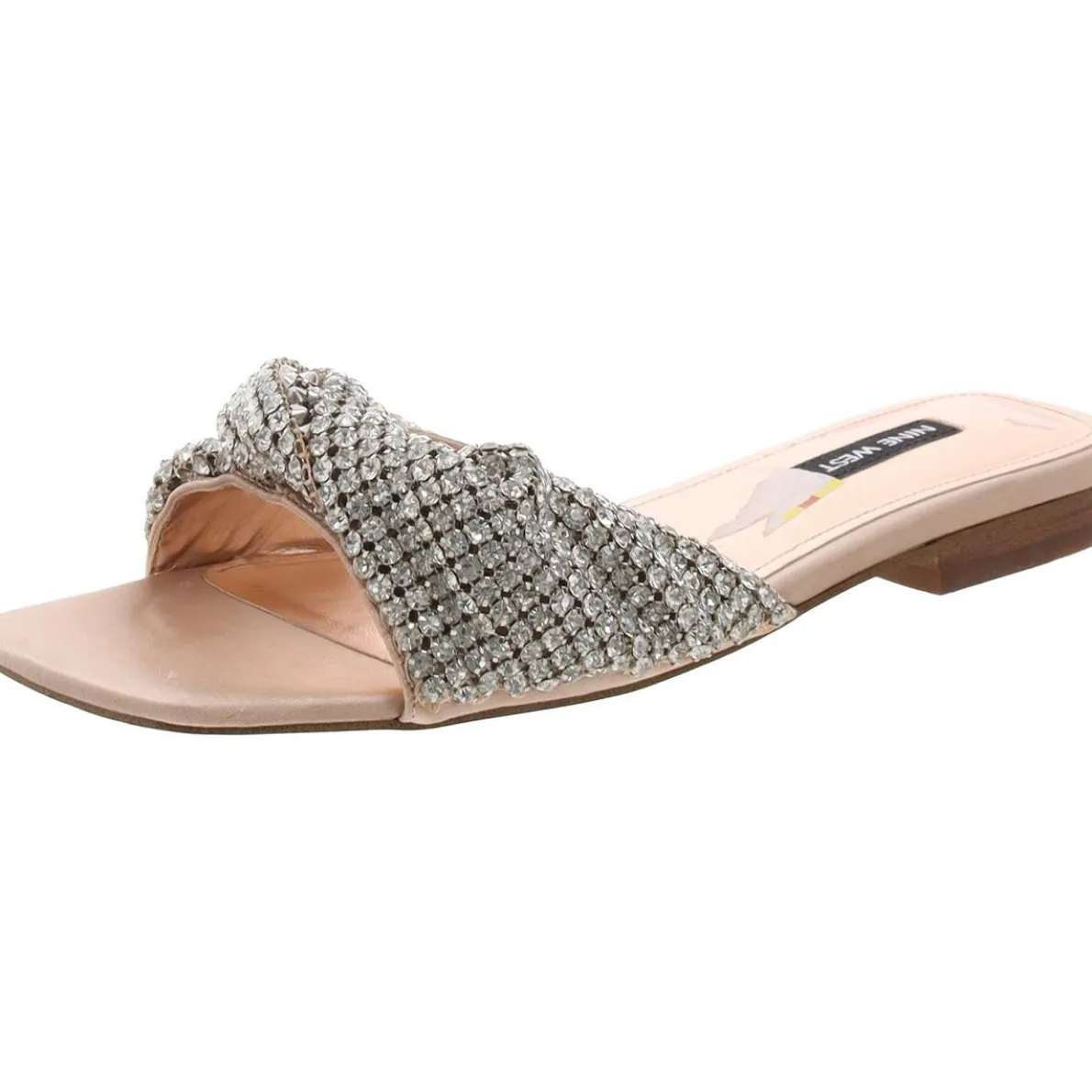 Mande 9 Faux Leather Embellished Slide Sandals
