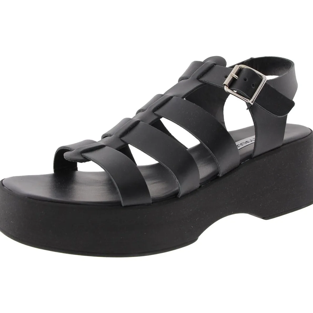 SARAI Buckle Leather Platform Sandals