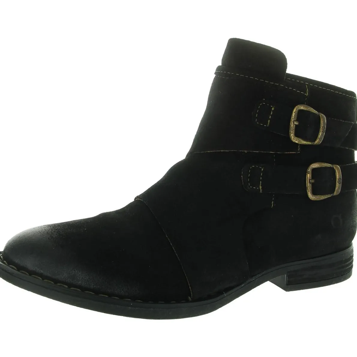 Buckle Leather Ankle Boots