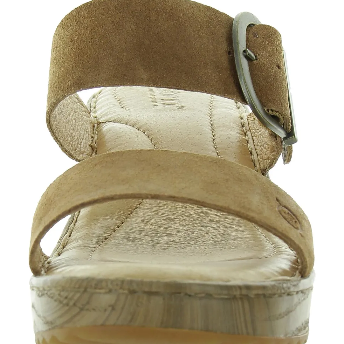 Buckle Leather Wedge Sandals