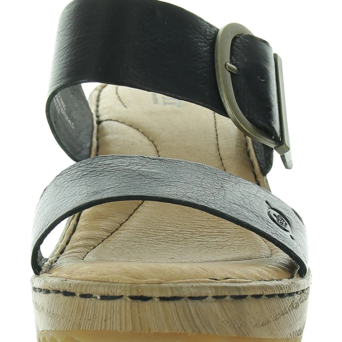 Buckle Leather Wedge Sandals