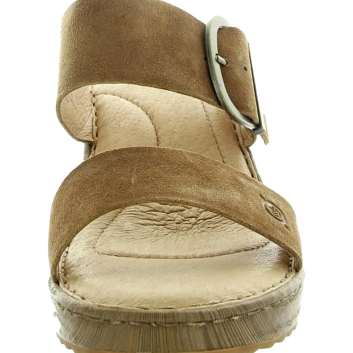 Buckle Leather Wedge Sandals