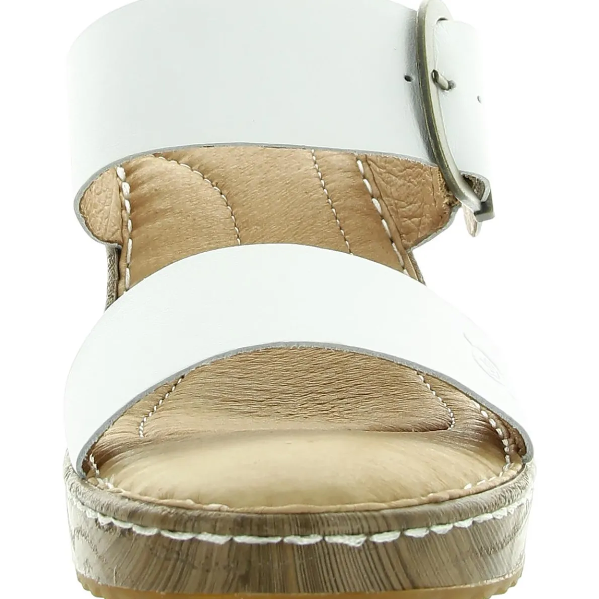 Buckle Leather Wedge Sandals