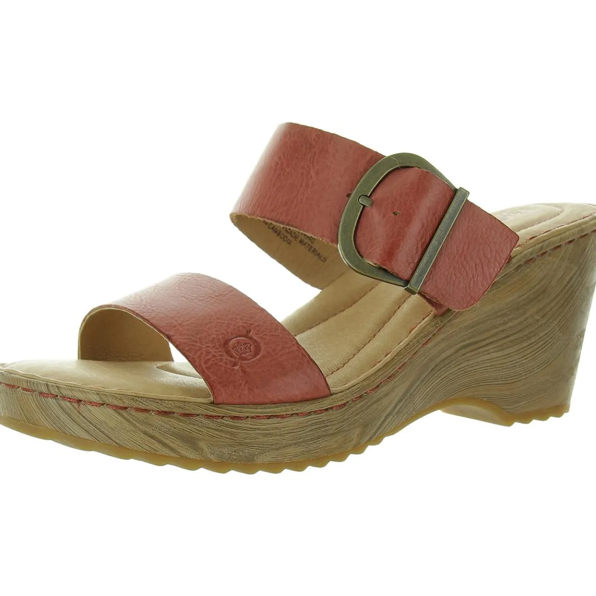 Buckle Leather Wedge Sandals