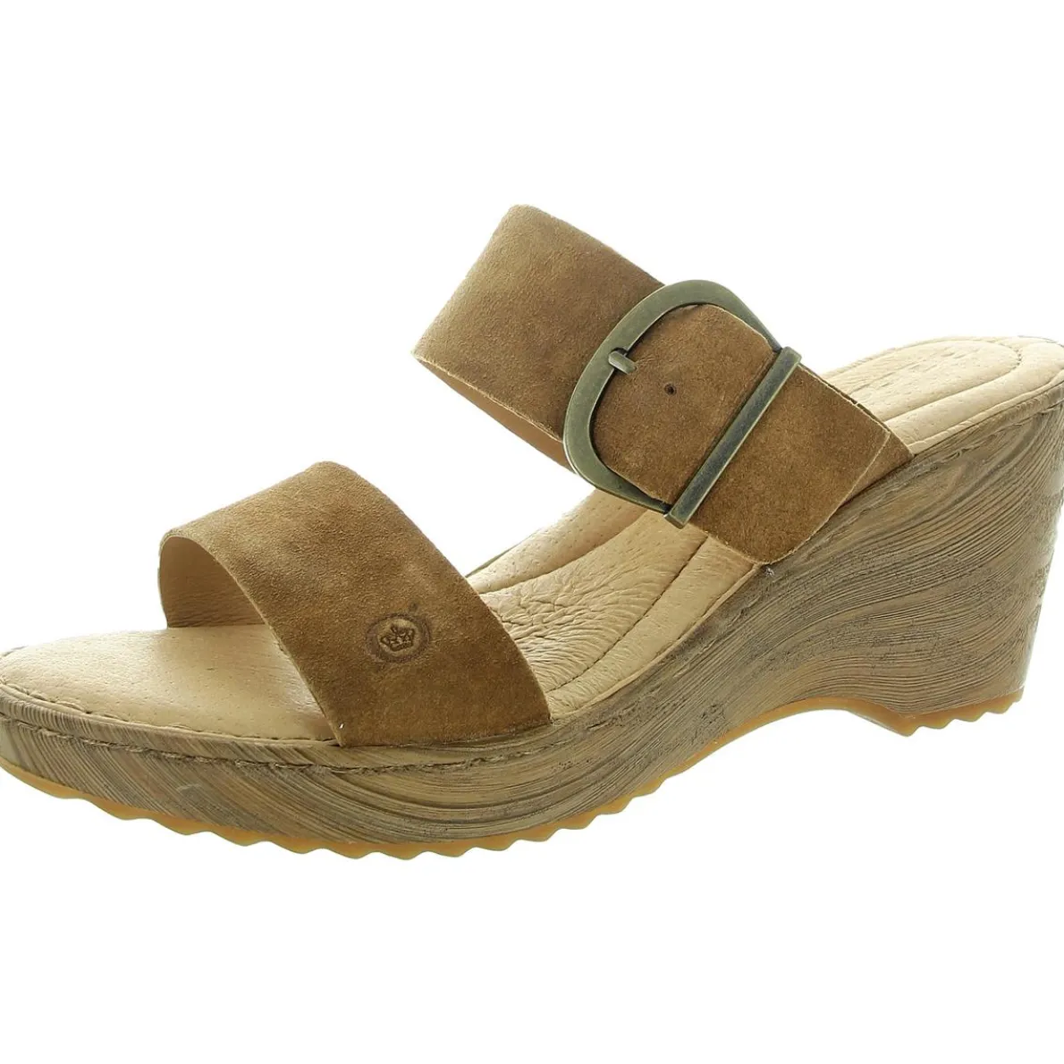 Buckle Leather Wedge Sandals
