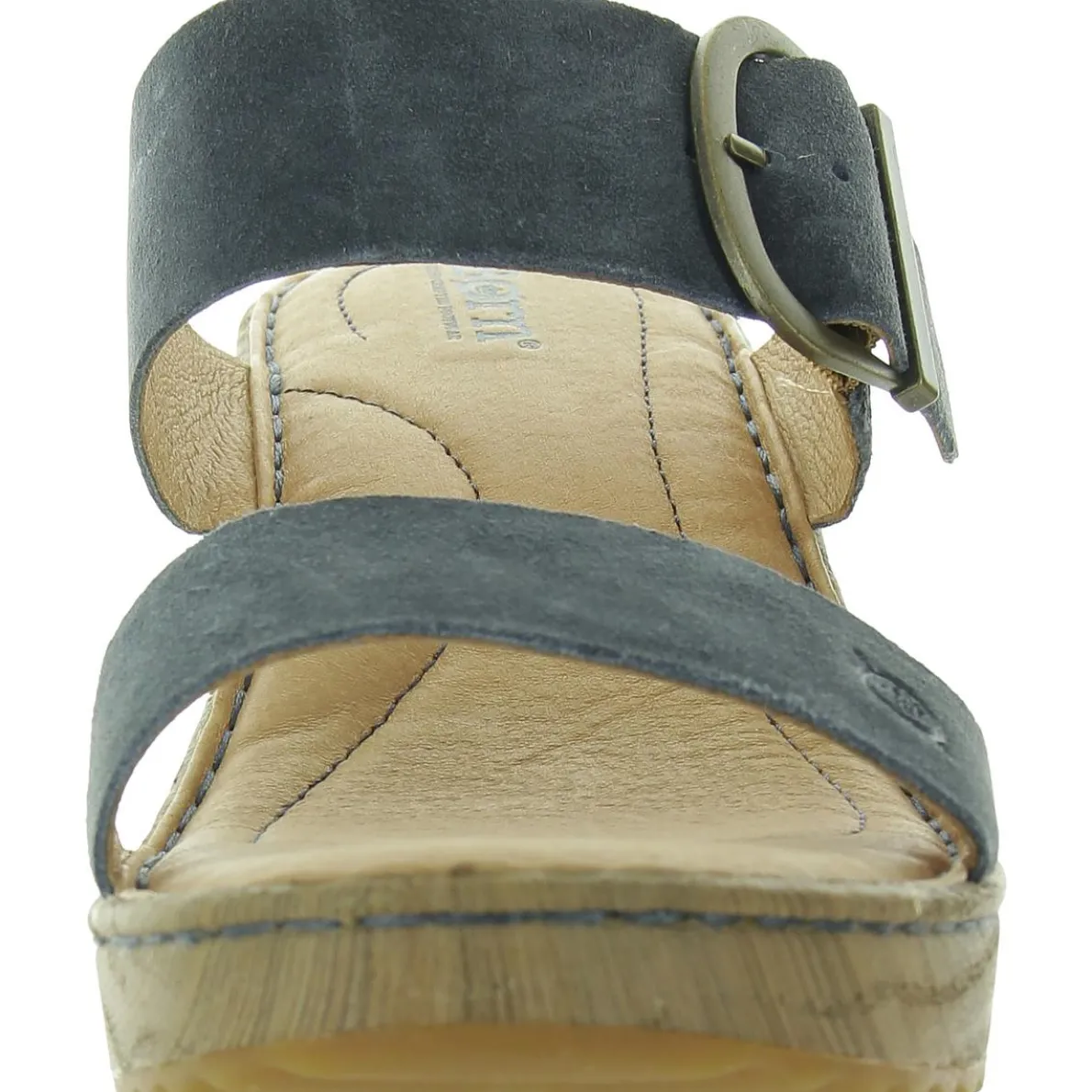 Buckle Leather Wedge Sandals