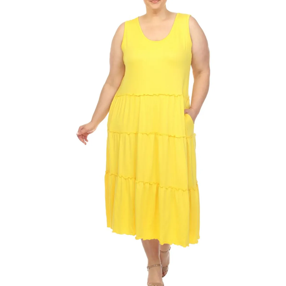 Plus Scoop Neck Midi Midi Dress