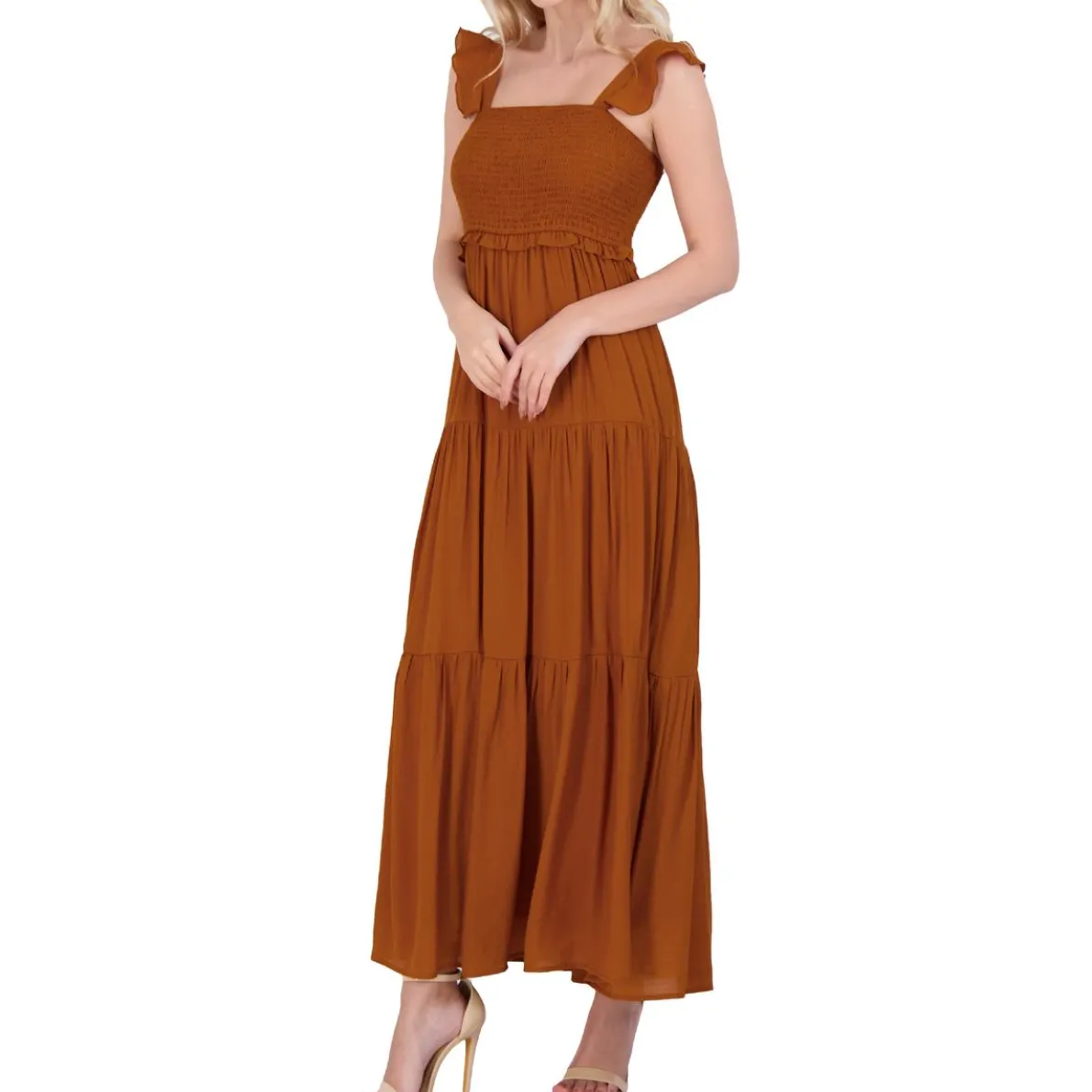 Ruched Sleeveless Maxi Dress